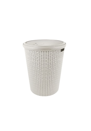 Cascade Cascade Large / 40 Liters Round Weave Laundry Hamper with Lid in  White L  cm x W 31 cm x H 52 cm Made from High-Quality Plastic Material  | ZALORA Philippines