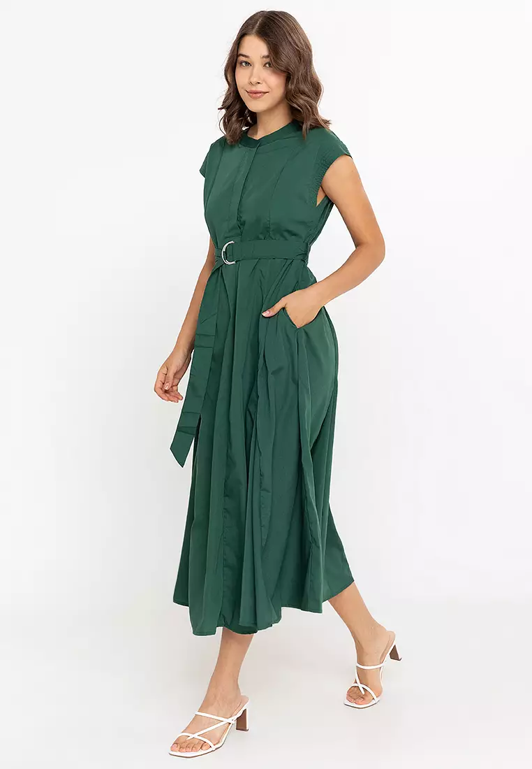 Celavie French Sleeves Belted Dress