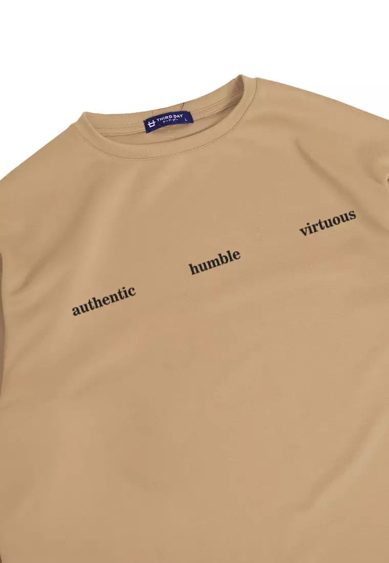 MTQ50 kaos oversize bahan tebal coklat muda scuba pria distro virtuous authentic khaki