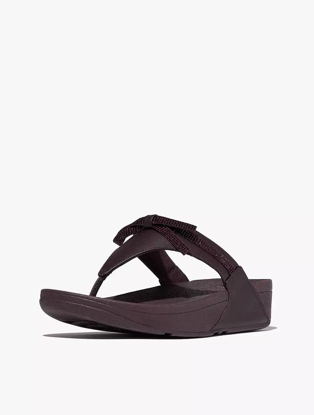 Fitflop Lulu Glitz-Bow Leather Toe-Post Sandals - Plumberry