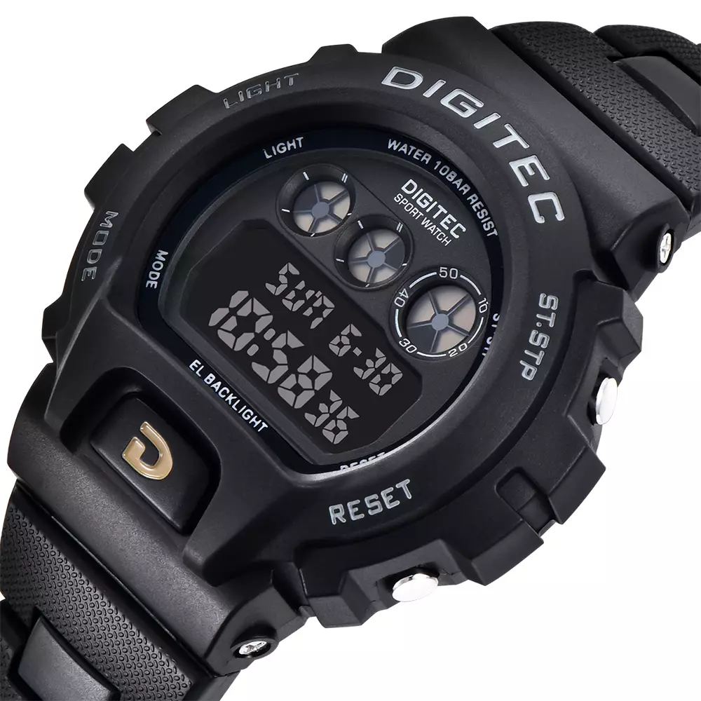 DIGITEC Jam Tangan Pria Digital DG-5198R with Digital Features BK-4B Black