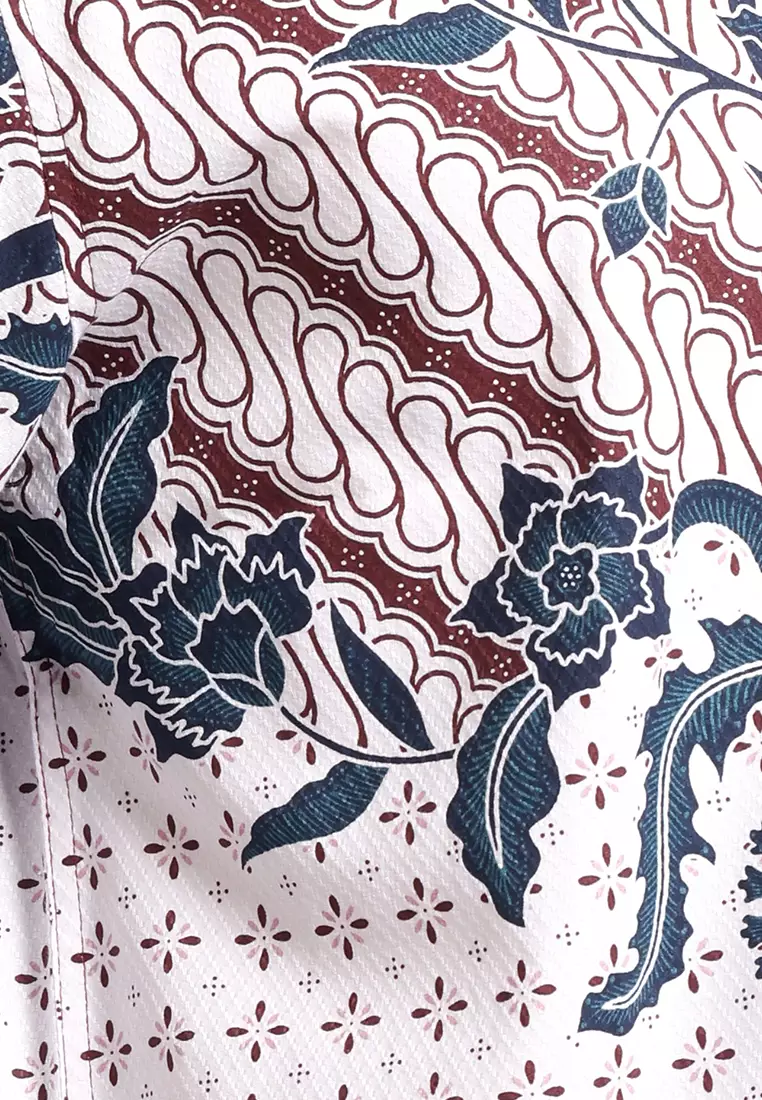 MANZONE - Kemeja Batik Lengan Panjang Pria Ardhana Comfort Fit - Maroon Warna Maroon