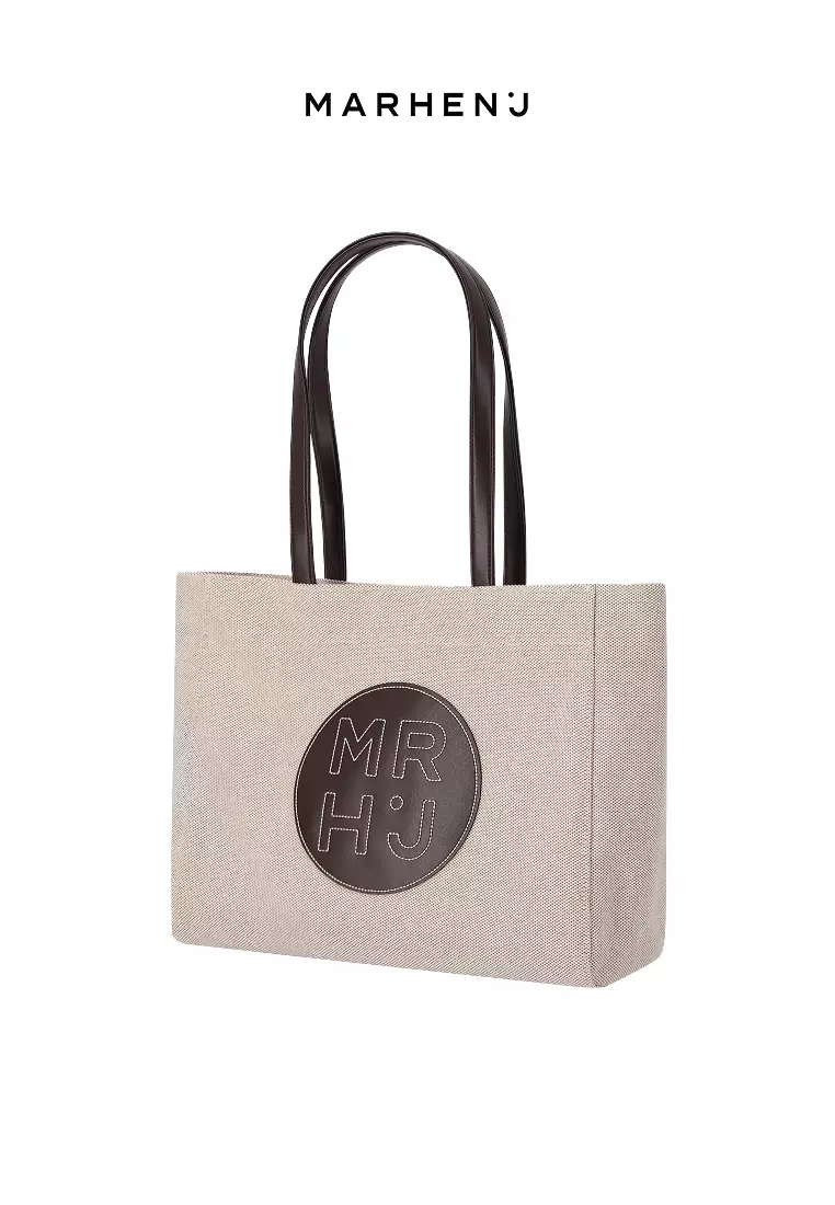 BONO LE BLANC V Canvas Vegan Leather Shoulder Bag Brown V