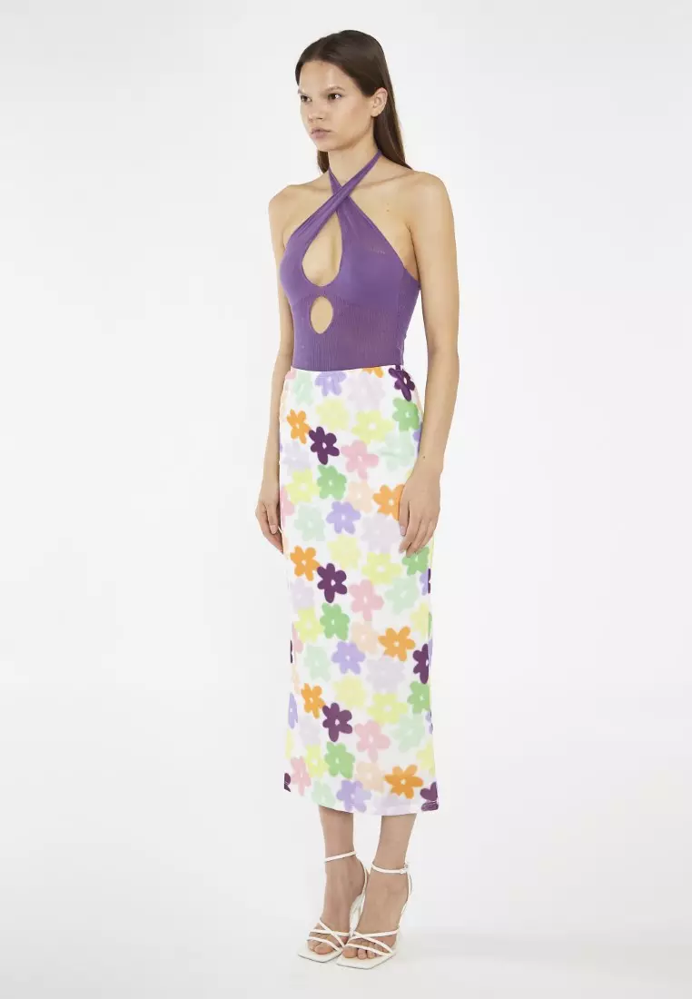 Amethyst Cross Over 掛脖針織連體緊身衣