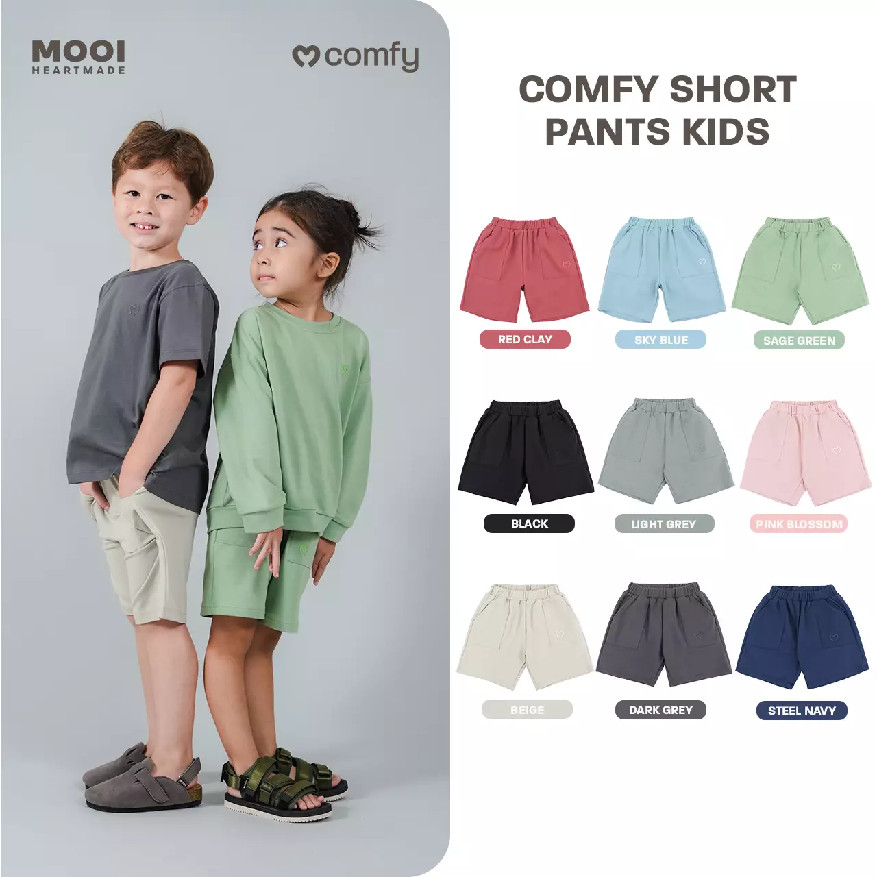 Mooi Celana Pendek Anak Comfy Short Pants Kids - Red Clay