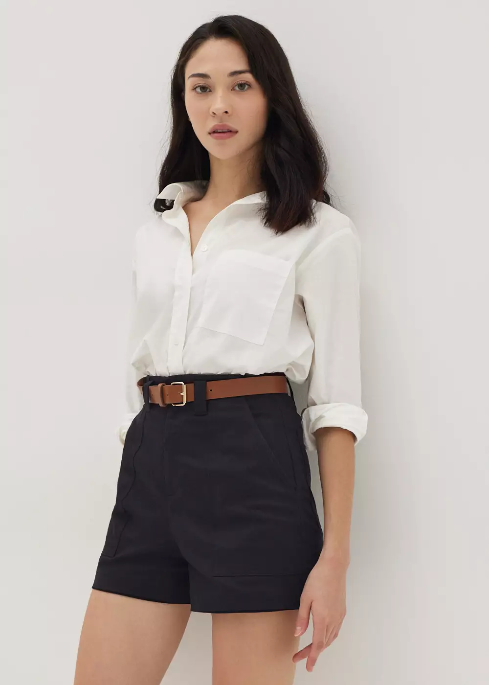 Jual Love, Bonito Wesson Belted Cotton Shorts Original 2024 ZALORA