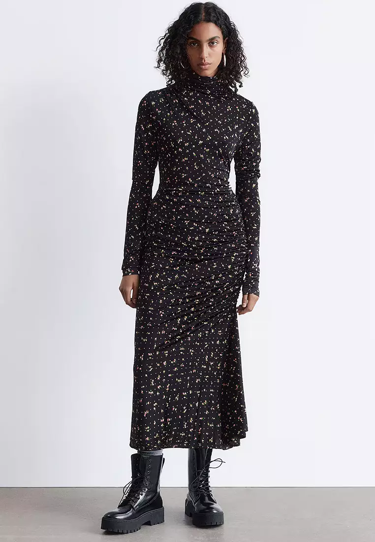 Mock Neck Midi Dress