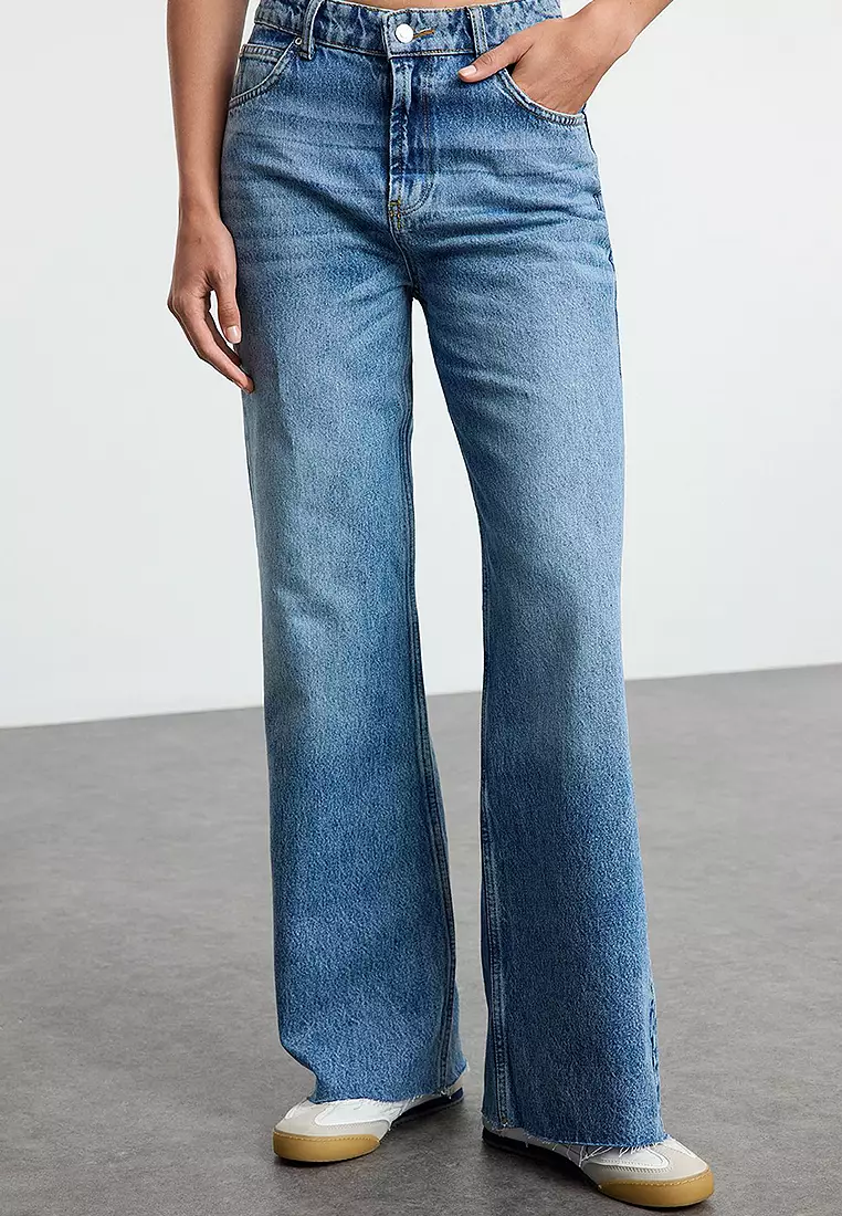 Jual Trendyol Cotton High Waist Jeans Original 2025 ZALORA