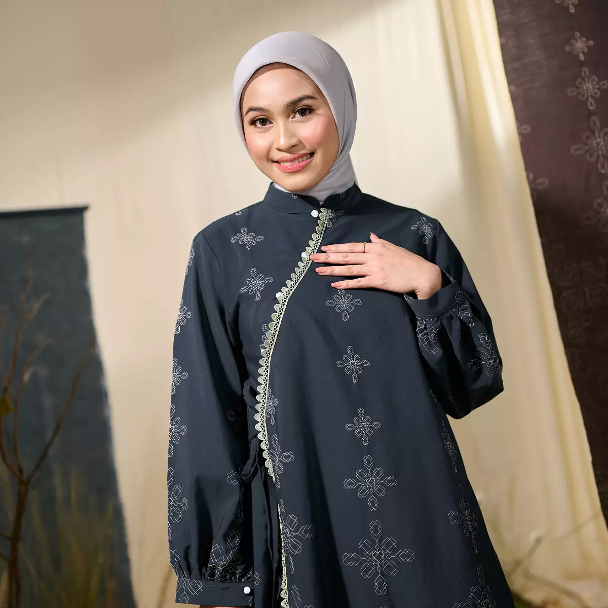 [Raya Collection] ZM Zaskia Mecca - Bintari Deep Navy - Gamis Wanita - Jejak Teduh Ruma - Koleksi Ramadhan Series