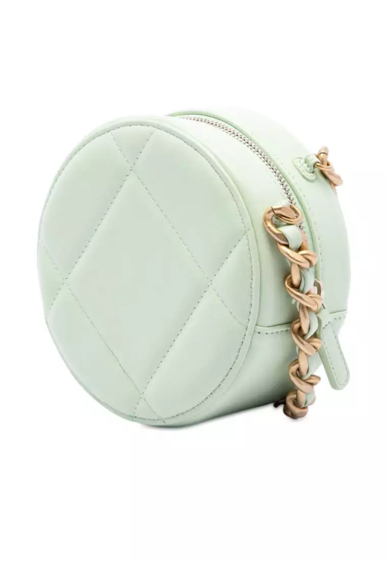 Pre-Loved Chanel Lambskin 19 Round Clutch With Chain
