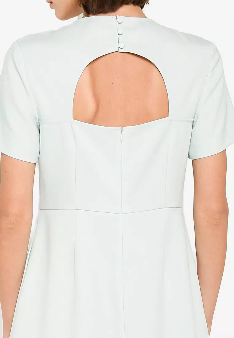 Back Detail Fluted Hem Dress