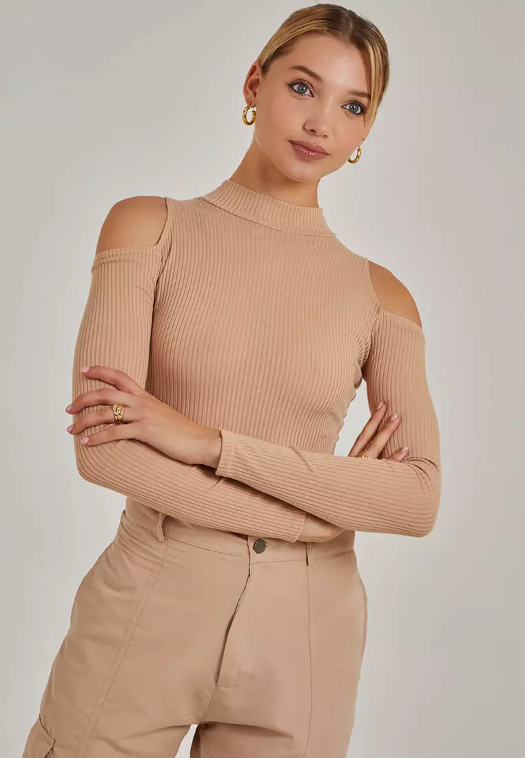 Pink Vanilla Stone Cold Shoulder Ribbed Body