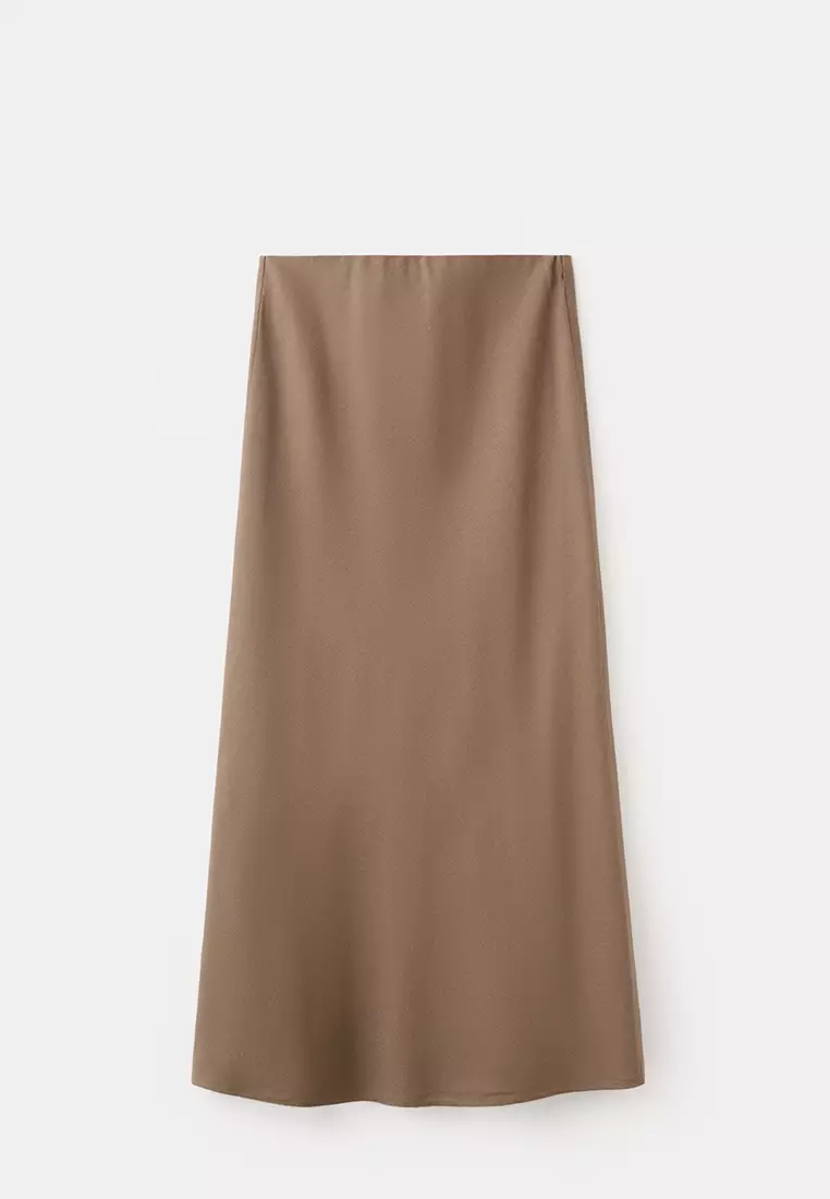 Linen-Blend Straight Skirt