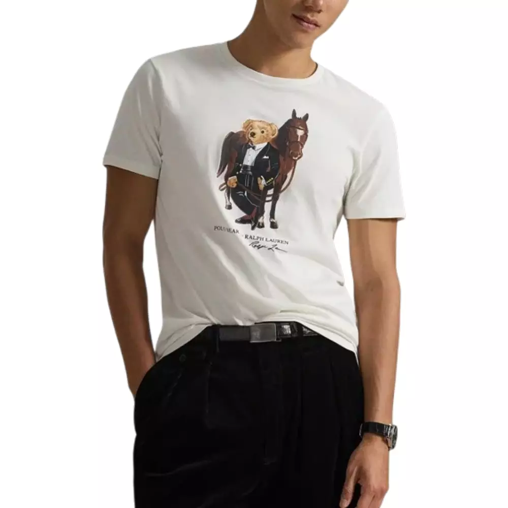 Polo Bear Horse Cotton T-Shirt Deckwash White