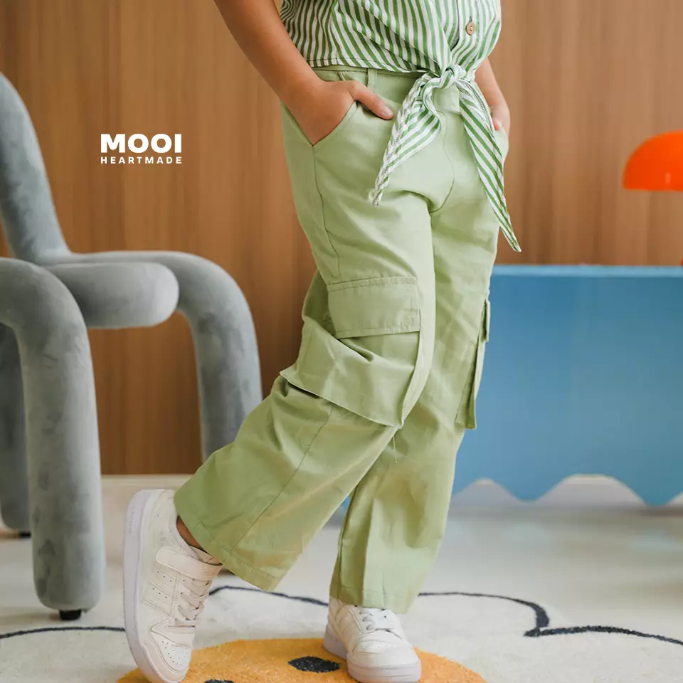 Mooi Celana Panjang Chinos Cargo Anak Perempuan Rachel Cargo Pants - Navy