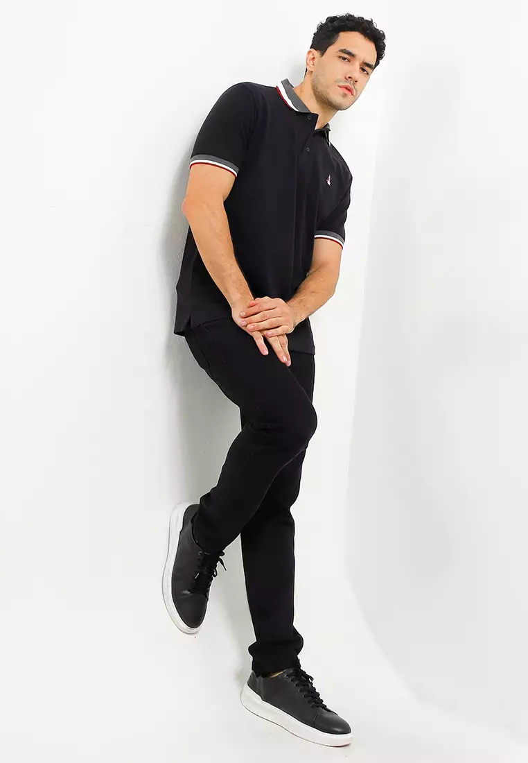 Chapin Jacquard Collar Polo Shirt