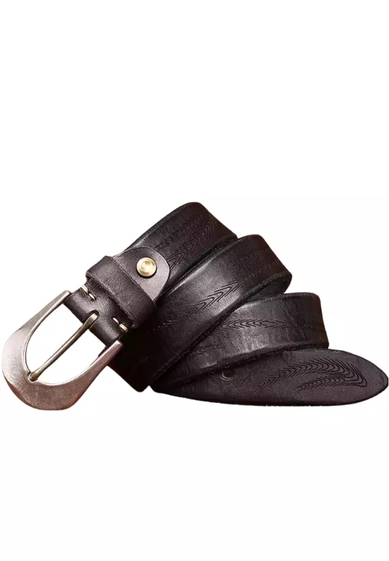 3.8CM wide retro personalized distressed leather belt