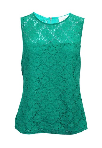 Laundry By Shelli Segal green laundry by shelli segal Green Aloe Vera Top with Lace 5B5CEAAC40D010GS_1