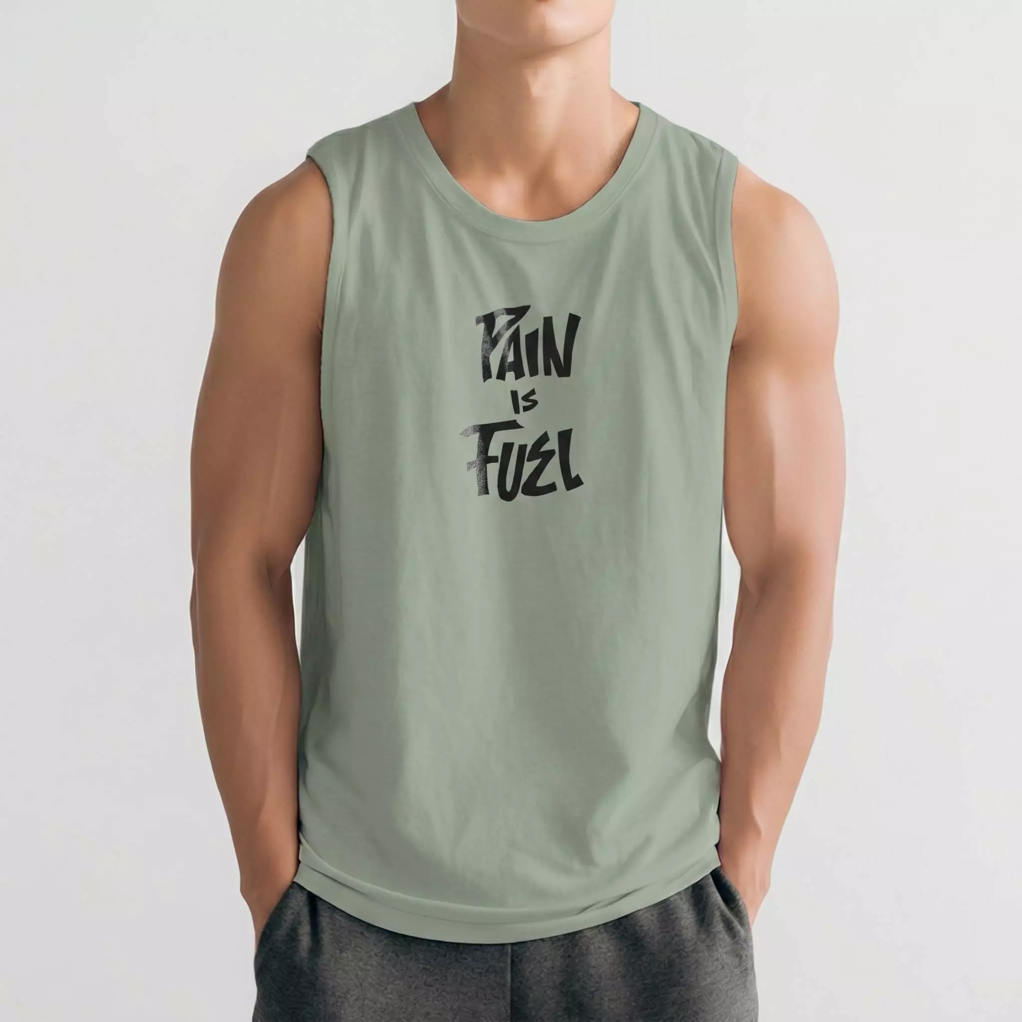 THIRDDAY Kaos Kutung Tank Top Instacool "pain and fuel" sage MUA26
