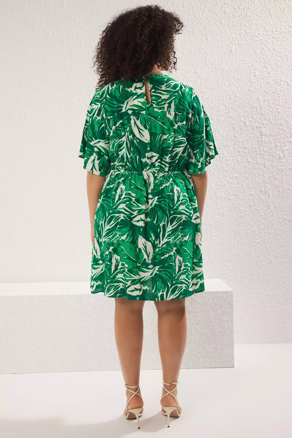Tropical Floral A-Line Viscose Mini Woven Dress