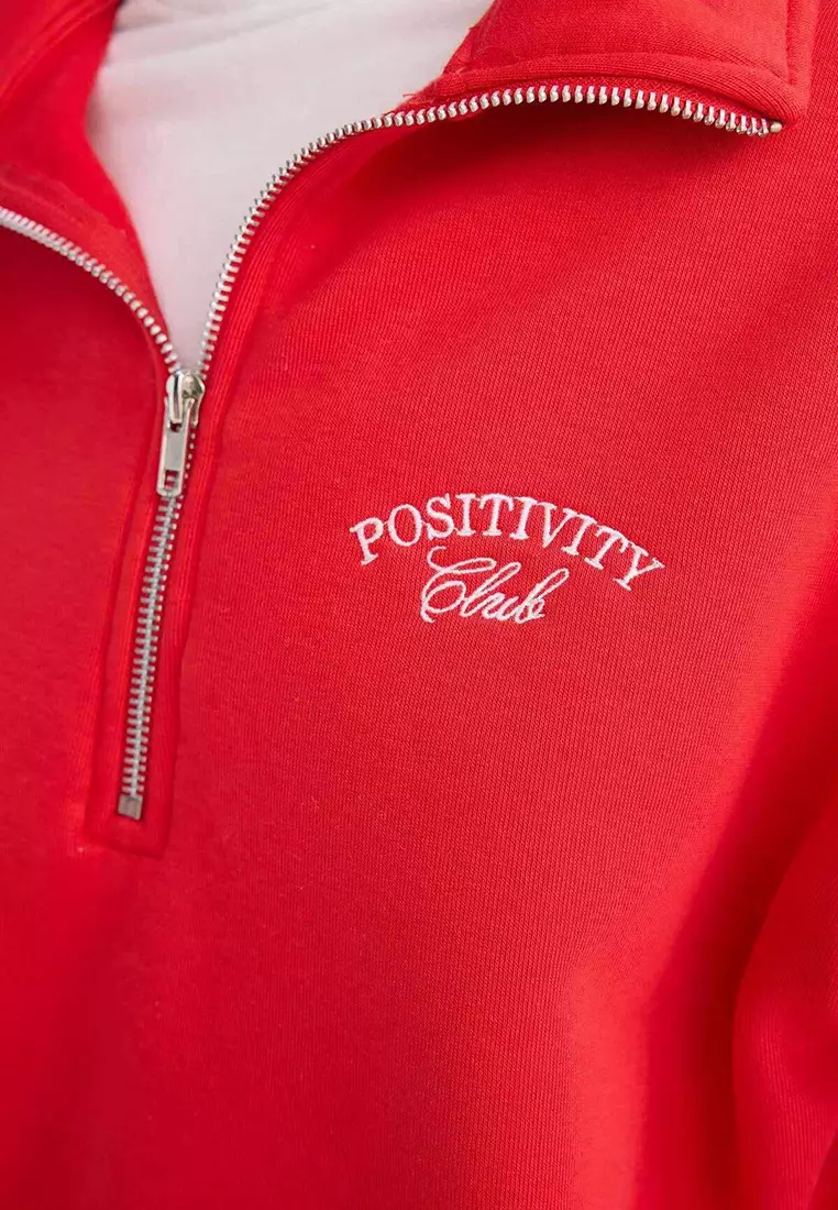 Slogan 1/4 Zip Sweatshirt