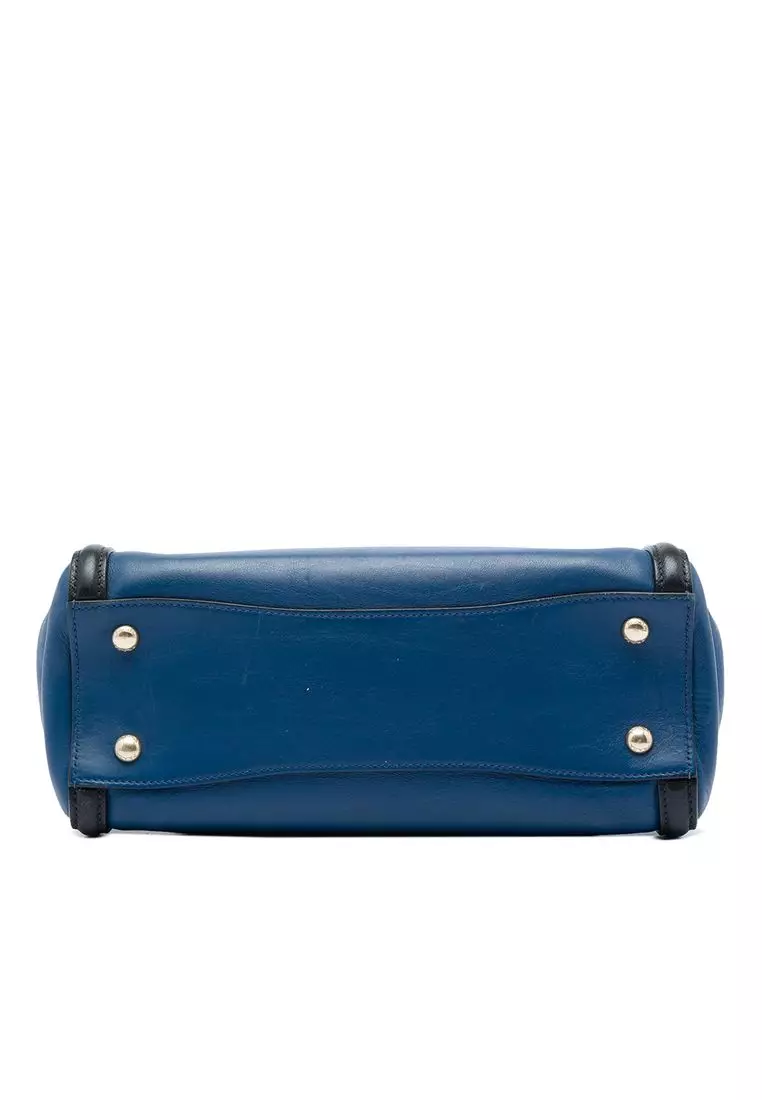 Pre-Loved Prada Bicolor Saffiano Trimmed City Calf Double Zip Satchel