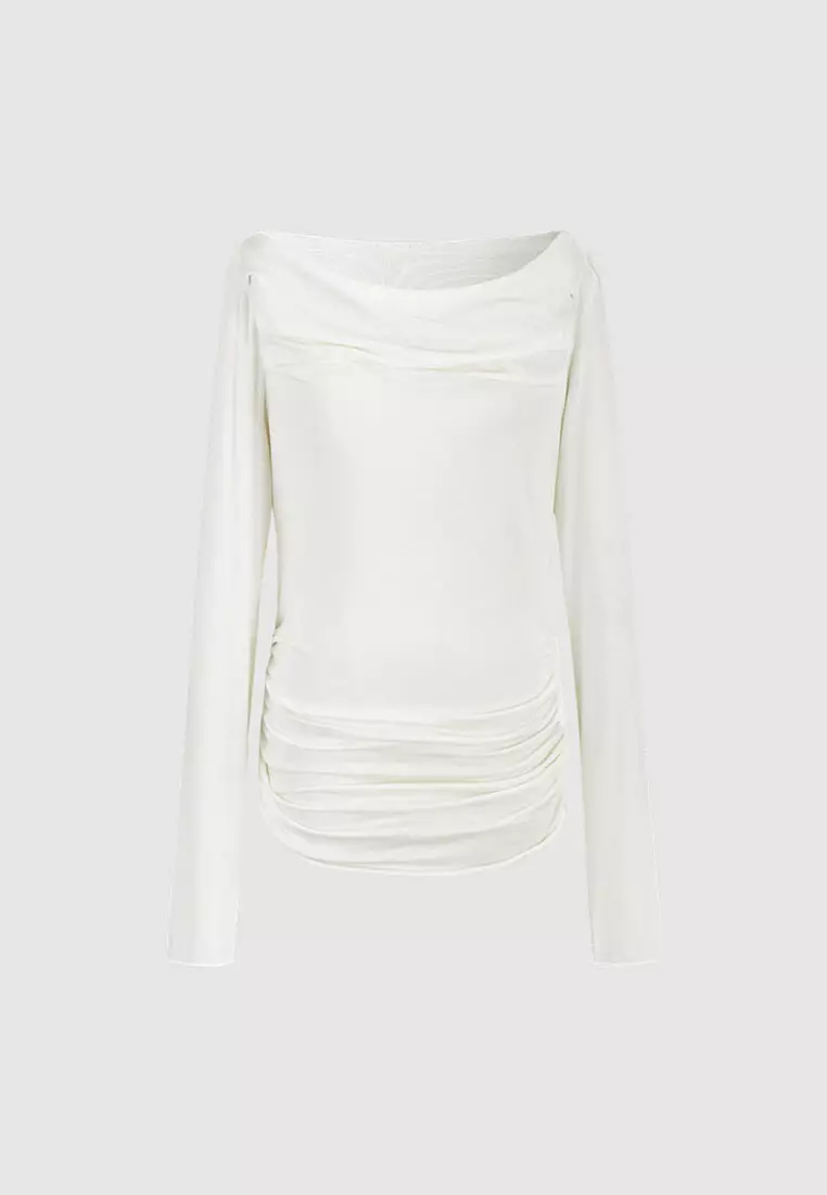 Cowl Neck Ruched Skinny Top