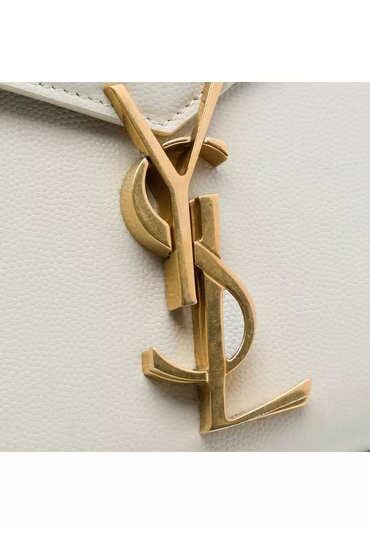 Pre-Loved Saint Laurent Grain De Poudre Monogram Cassandra Chain Wallet