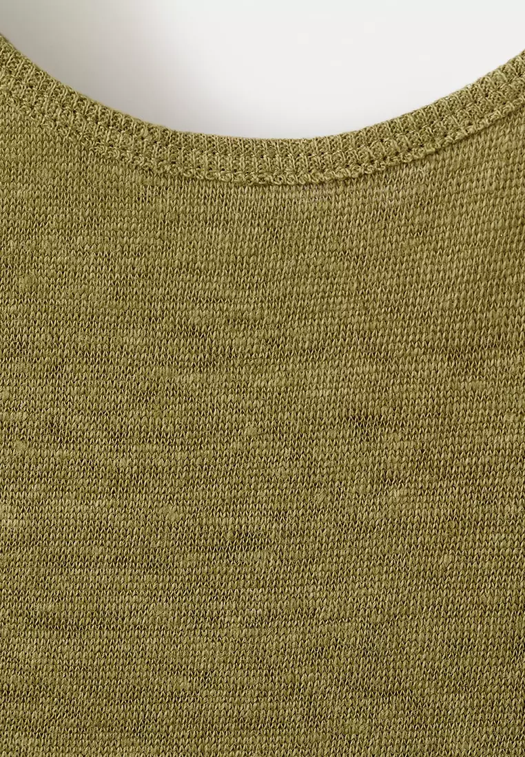 Linen Top With Scoop Neckline