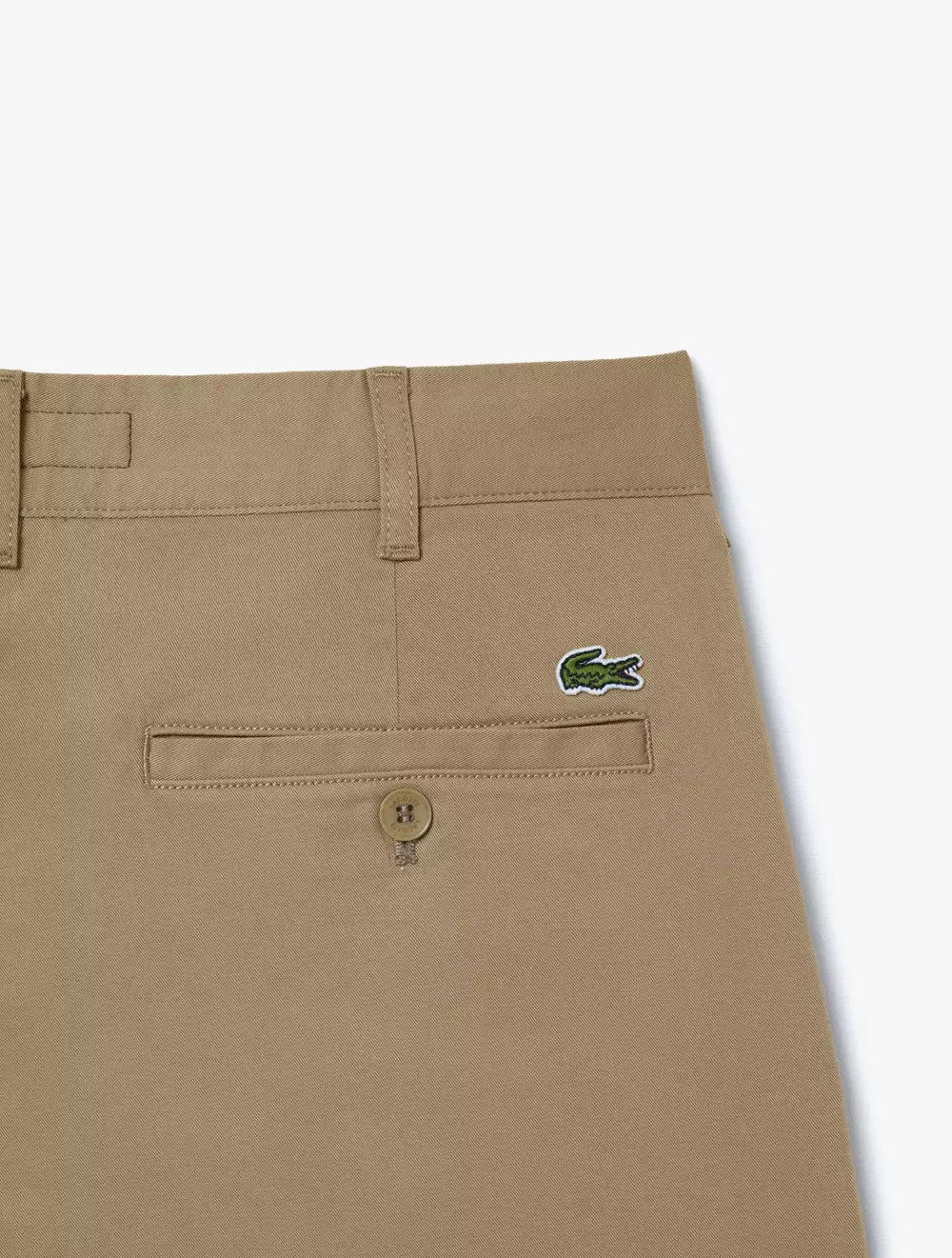 Slim Fit Stretch Cotton Bermuda Shorts - Beige