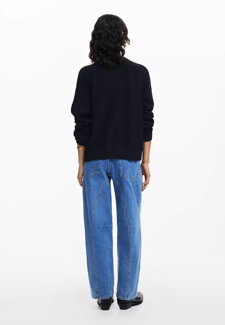 Desigual Woman Floral embroidered sweatshirt.