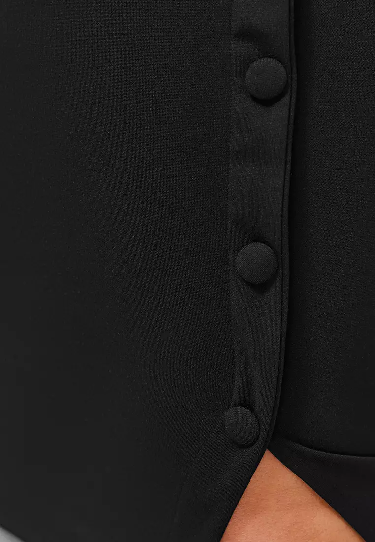 Plus Size Button Midi Skirt