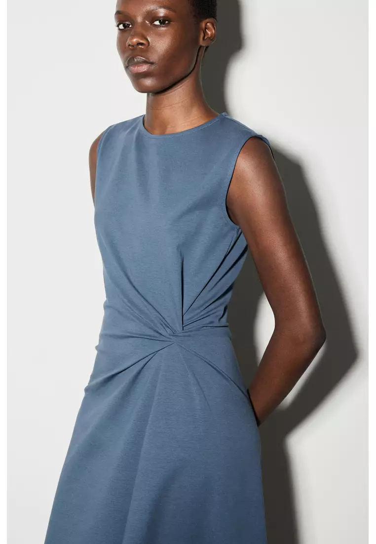 TWIST-DETAIL JERSEY MIDI DRESS