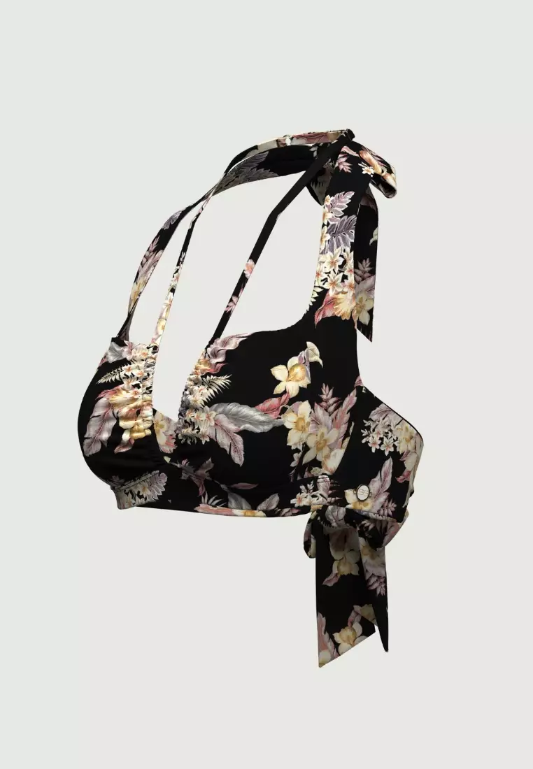 Desert Tropics Black Halter Bikini Top