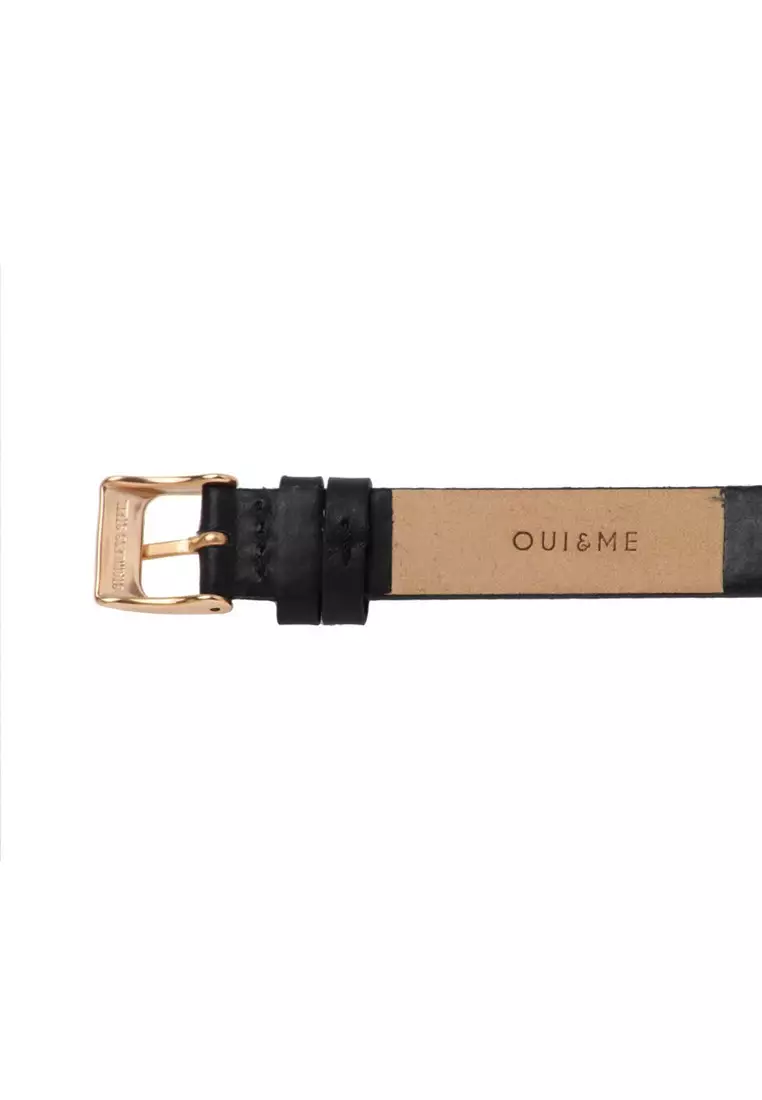 [Sustainable Watch] Oui & Me Petite Fleurette 34mm Women's Quartz Watch Black Leather ME010079