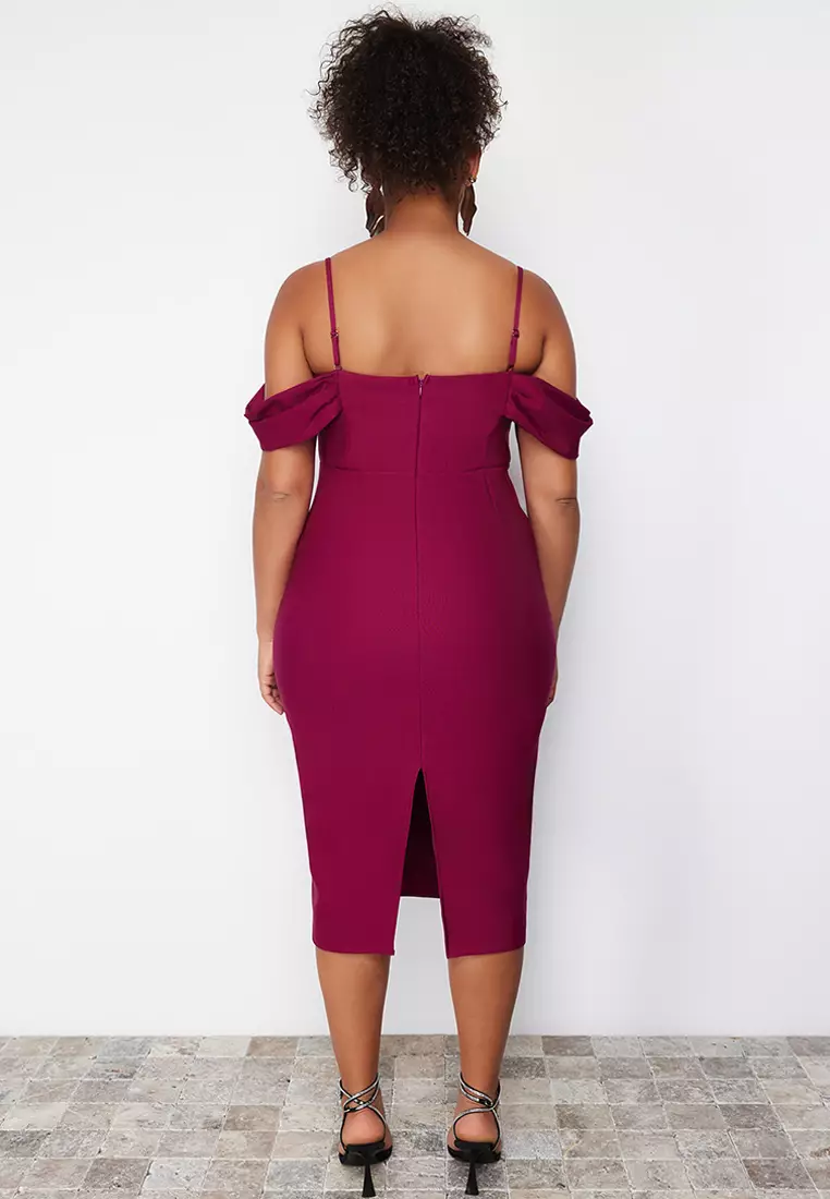 Plus Size Off Shoulder Midi Dress