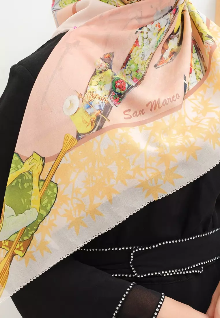 Ahpoong Signature Square Voile Scarf Hijab Premium Segi Empat Peach