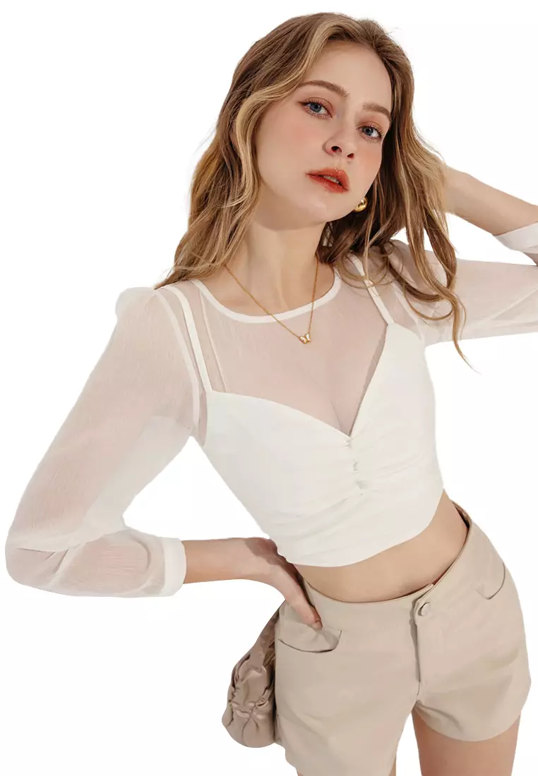 Puff Sleeve Sheer Top