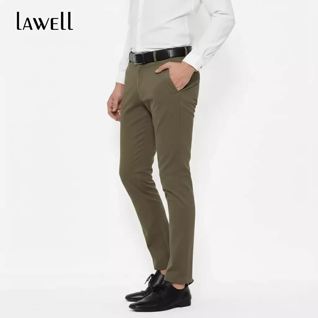 Lawell Celana Chino Panjang Pria Slim Fit - Bawahan Polos Branded Kualitas Premium | Nyaman untuk Kerja & Kasual | Warna Army
