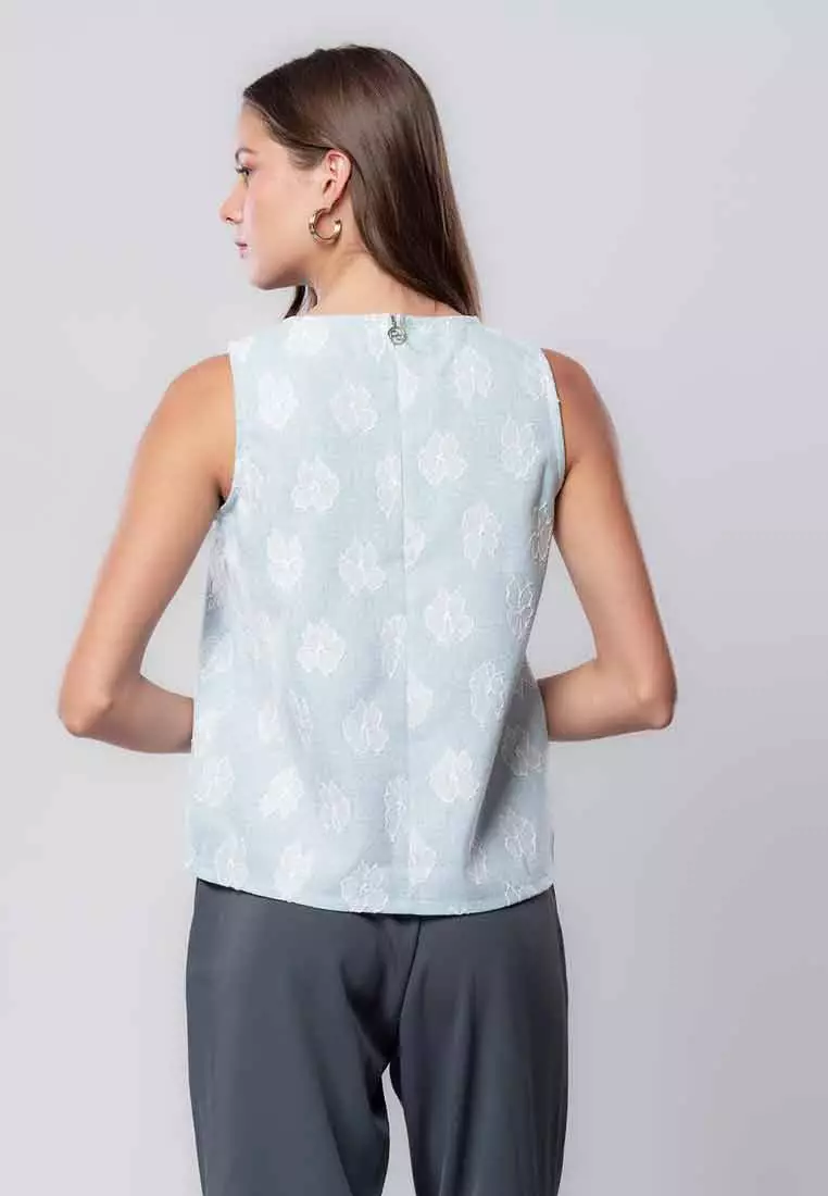 Elysia Rue Floral Embroidered Sleeveless Top