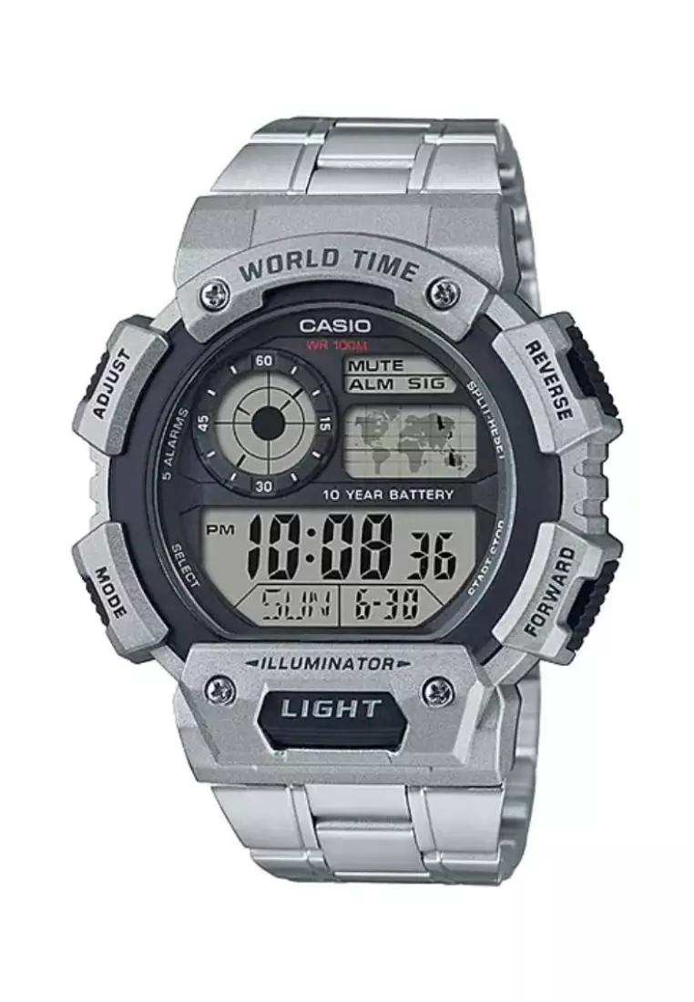 Casio Men s Digital AE 1400WHD 1AV Stainless Steel Band Sport Watch