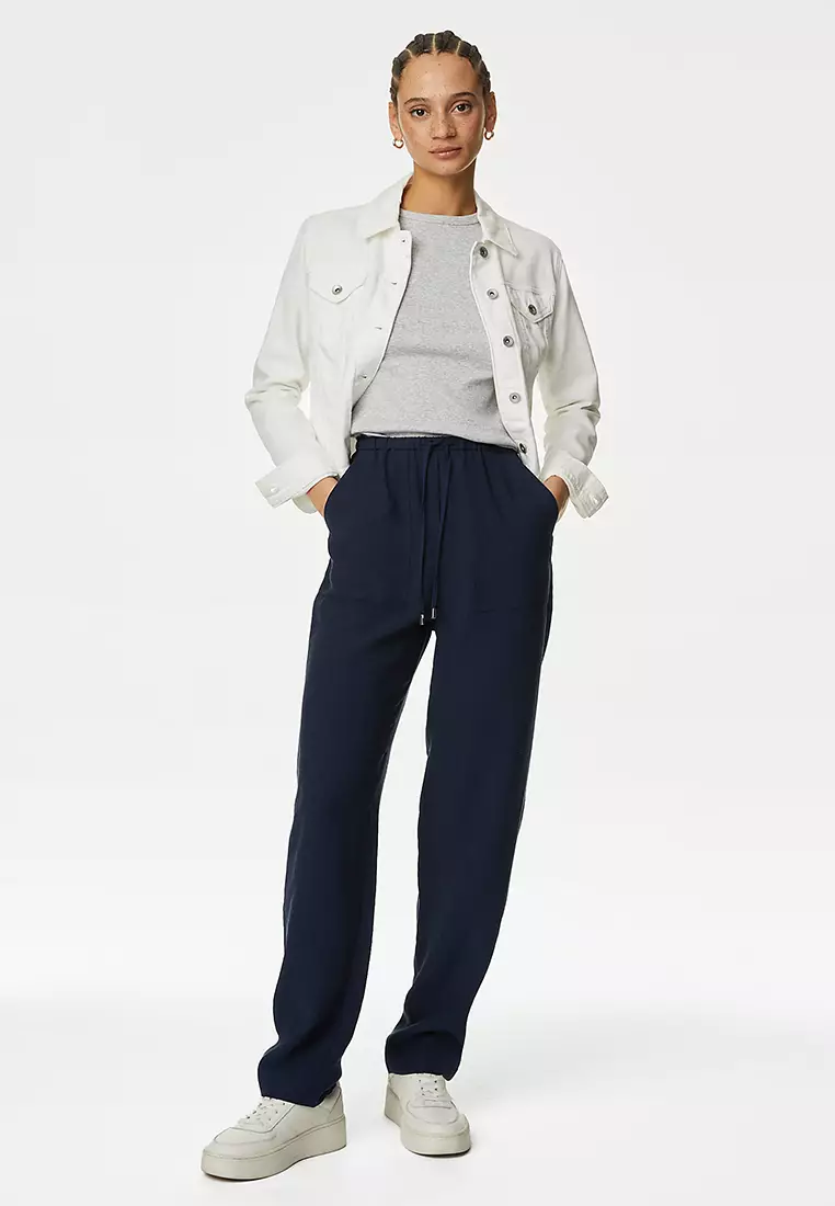 Lyocel Rich Tapered Ankle Grazer Trousers