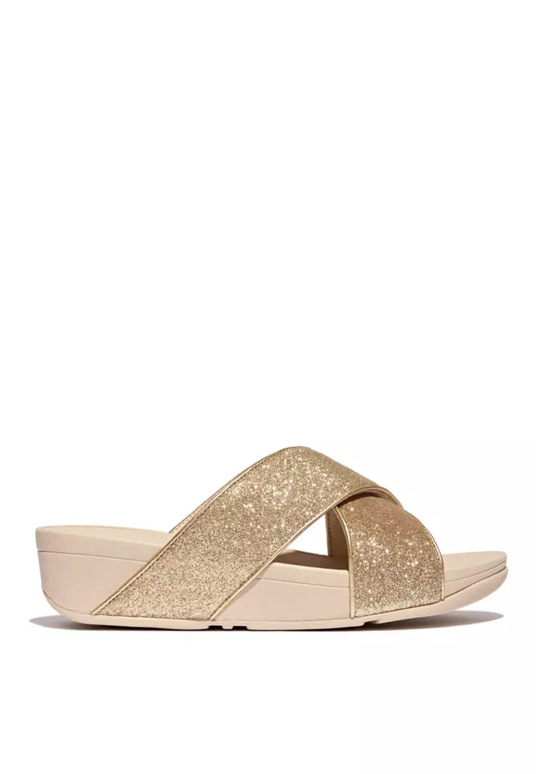 Buy FitFlop LULU Glitterdust Cross Slides - Platino (IK6-675) 2026
