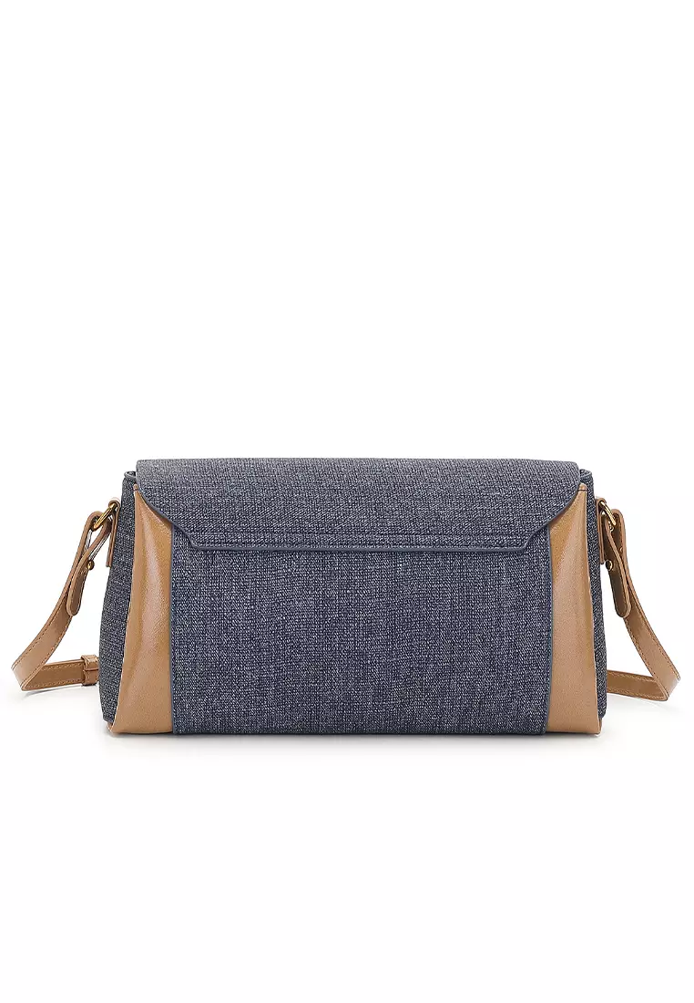 Women's Sling Bag / Crossbody Bag / Shoulder Bag - Blue / Light Brown