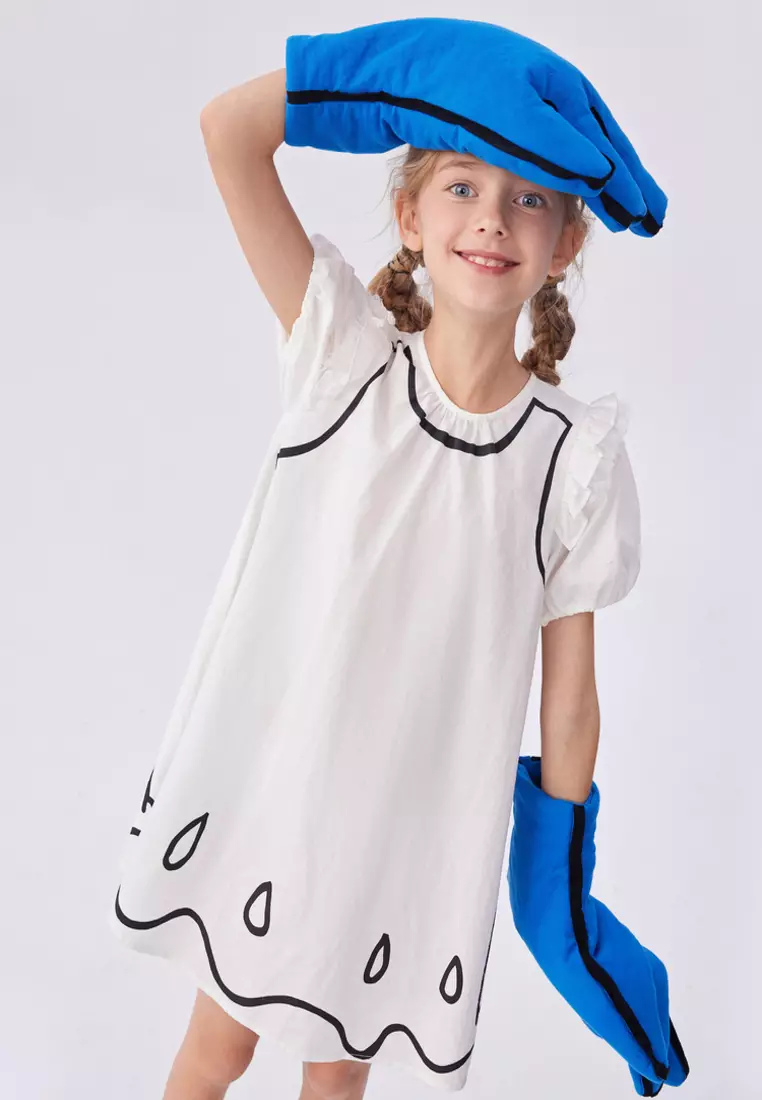 马拉丁女短袖连衣裙浅蓝色夏季裙