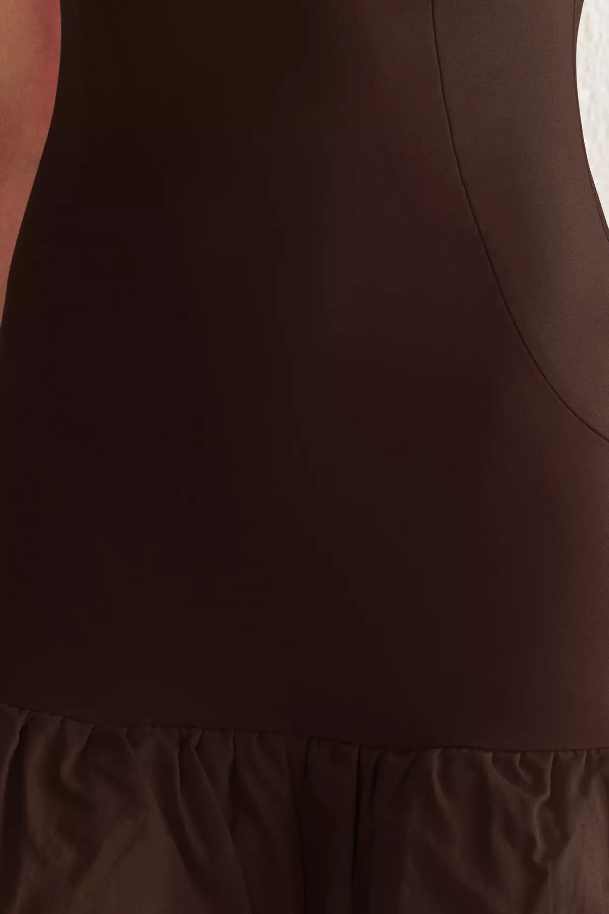 Brown Balloon Skirt Detailed Shorts Lined Short Evening Prom Dress TPRSS25EL00059