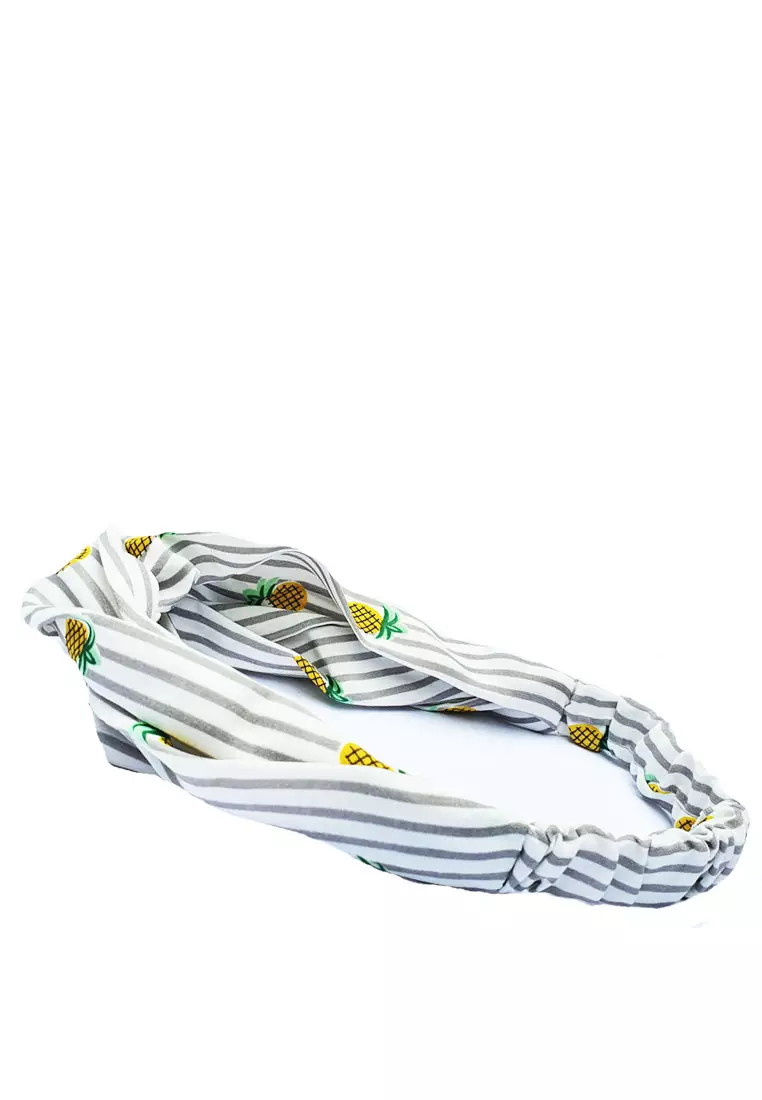 Twisted Headband Striped Pineapple Grey