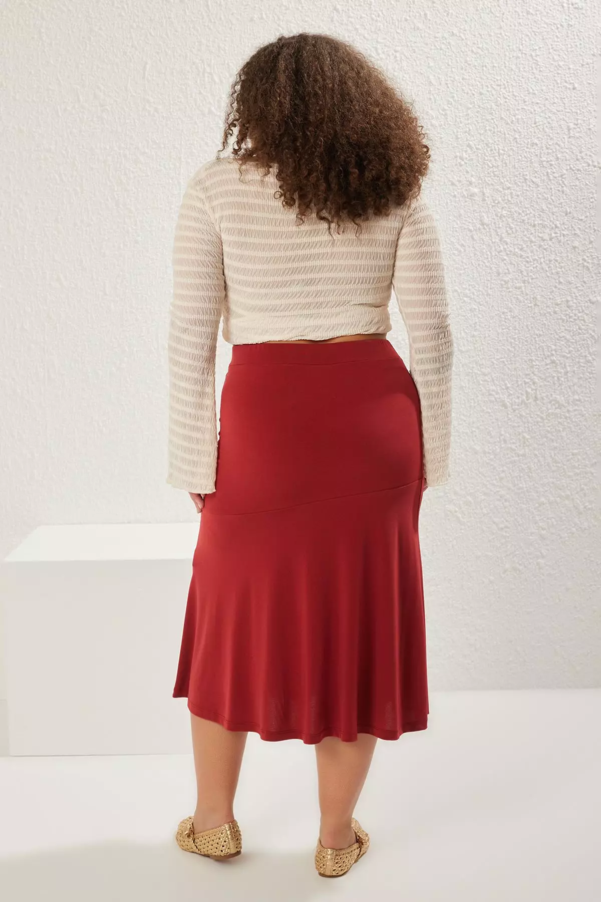 Elastic Waist Knitted Plus Size Skirt