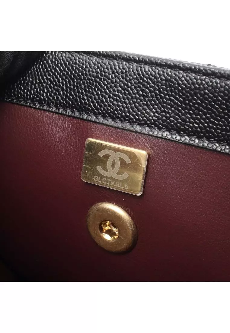 Pre-Loved Chanel Cc Caviar Square Chain Backpack