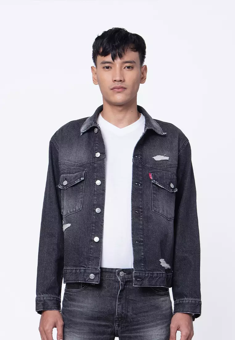 Jual Edwin Jeans TRUCKER JACKET HANDCRAFTED BLACK PERFORATED - Top Man ...